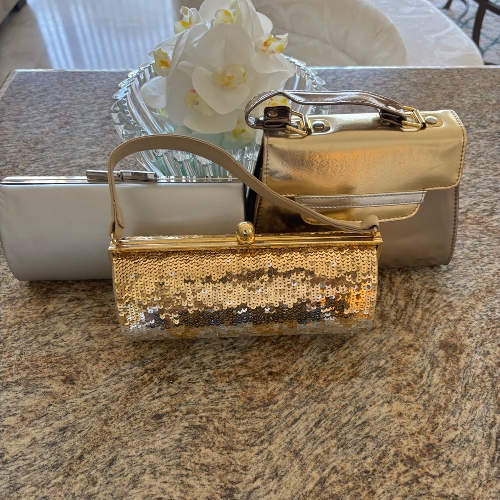 Elegant Gold and Silver Women's Clutch Set